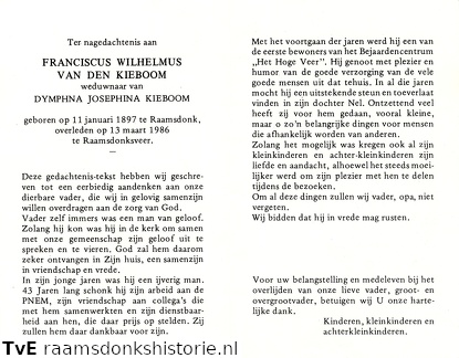Franciscus Wilhelmus van den Kieboom- Dymphna Josephina Kieboom